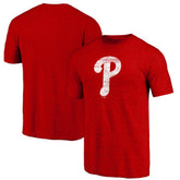 Heather Red Philadelphia Phillies Official Logo Tri-Blend T-Shirt
