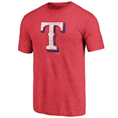 Heather Red Texas Rangers Official Logo Tri-Blend T-Shirt