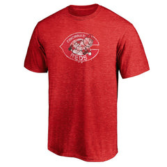 Heather Red Cincinnati Reds Cooperstown Collection Throwback Logo Tri-Blend T-Shirt