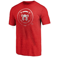 Heather Red Chicago Cubs Cooperstown Collection Logo Tri-Blend T-Shirt