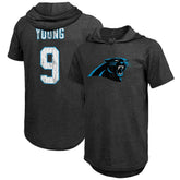 Bryce Young Majestic Threads Player Name & Number Tri-Blend Slim Fit Hoodie T-Shirt - Carolina Panthers Hoodies