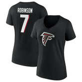 Bijan Robinson Women's Icon Name & Number V-Neck T-Shirt - Atlanta Falcons T-shirts