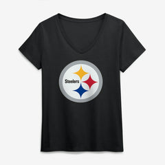 Logo Athletic Women's Primary Logo V-Neck T-Shirt - Pittsburgh Steelers T-shirts