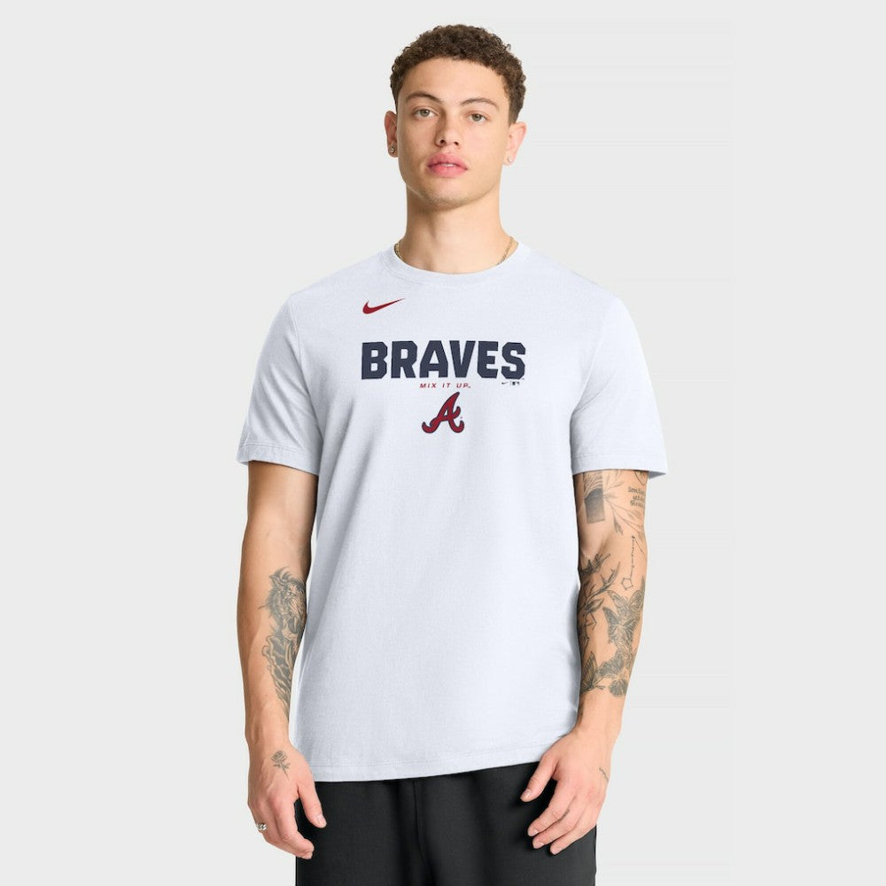 White Atlanta Braves Nike Bold Team Name T-Shirt