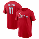 Red Jimmy Rollins Philadelphia Phillies Nike Cooperstown Collection Name & Number T-Shirt