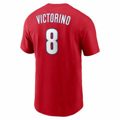 Red Shane Victorino Philadelphia Phillies Nike Cooperstown Collection Name & Number T-Shirt