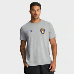 Heather Gray Milwaukee Brewers Nike Cooperstown 2-Hit T-Shirt