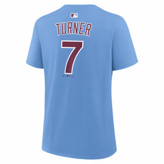 Light Blue Trea Turner Philadelphia Phillies Nike Women's Name & Number T-Shirt