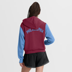 Burgundy/Light Blue Philadelphia Phillies Nike Women's Cooperstown Collection Cropped Full-Zip Hoodie