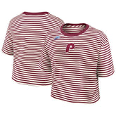 Burgundy/Cream Philadelphia Phillies Nike Women's Cooperstown Collection Striped Cropped T-Shirt