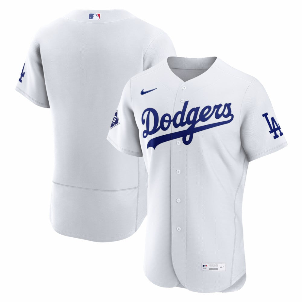 White Los Angeles Dodgers Nike Home Sponsor Patch Authentic Jersey