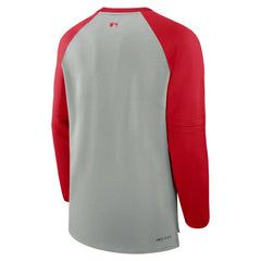 Heather Gray/Red St. Louis Cardinals Nike Authentic Collection Game Time Raglan Performance Long Sleeve T-Shirt