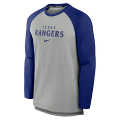 Heather Gray/Royal Texas Rangers Nike Authentic Collection Game Time Raglan Performance Long Sleeve T-Shirt