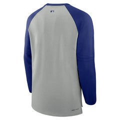 Heather Gray/Royal Texas Rangers Nike Authentic Collection Game Time Raglan Performance Long Sleeve T-Shirt