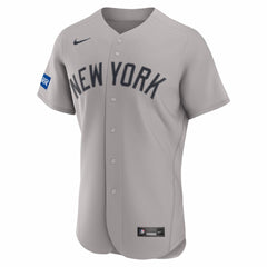 Gray New York Yankees Nike Road Sponsor Patch Authentic Jersey