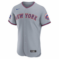 Gray New York Mets Nike Road Sponsor Patch Authentic Jersey