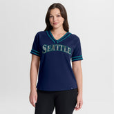 Navy Seattle Mariners Fanatics Women's Diva Race Ahead Raglan V-Neck T-Shirt