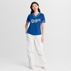 Royal Los Angeles Dodgers Fanatics Women's Diva Race Ahead Raglan V-Neck T-Shirt