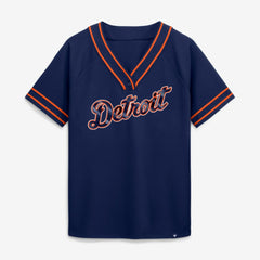 Navy Detroit Tigers Fanatics Women's Diva Race Ahead Raglan V-Neck T-Shirt