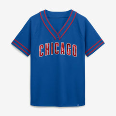 Royal Chicago Cubs Fanatics Women's Diva Race Ahead Raglan V-Neck T-Shirt