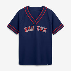 Navy Boston Red Sox Fanatics Women's Diva Race Ahead Raglan V-Neck T-Shirt