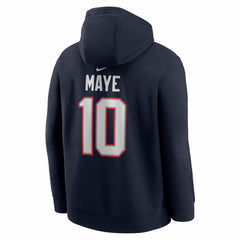 Drake Maye Player Name & Number Fleece Hoodie - New England Patriots Hoodies