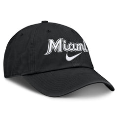 Black Miami Marlins Nike Primetime Club Adjustable Hat