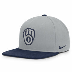 Gray/Navy Milwaukee Brewers Nike Primetime Pro Dri-FIT Snapback Hat