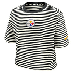 Women's Striped Cropped T-Shirt - Pittsburgh Steelers T-shirts