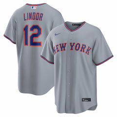 Gray Francisco Lindor New York Mets Nike Road Replica Jersey