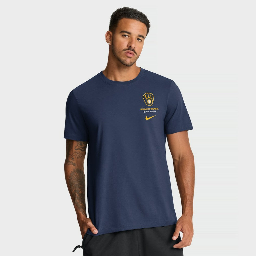 Navy Milwaukee Brewers Nike Primetime 2-Hit T-Shirt