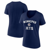NHL Winnipeg Jets Logo Athletic Women's Arch Victory V-Neck T-Shirt