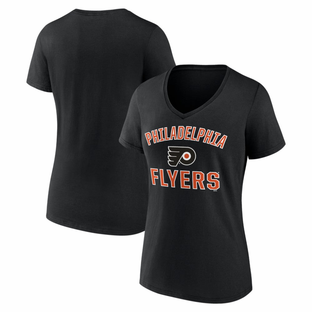 NHL Philadelphia Flyers Logo Athletic Women's Arch Victory V-Neck T-Shirt