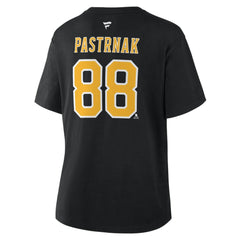 NHL David Pastrnak Boston Bruins Fanatics Women's Authentic Stack Name & Number T-Shirt