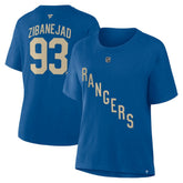 NHL Mika Zibanejad New York Rangers Fanatics Women's Authentic Stack Name & Number T-Shirt