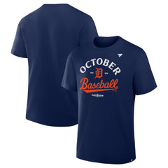 Navy Detroit Tigers Fanatics 2025 MLB Postseason Locker Room T-Shirt