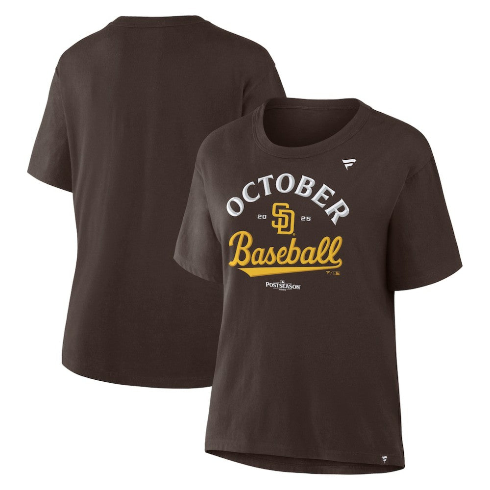 Brown San Diego Padres Women's 2025 MLB Postseason Locker Room T-Shirt
