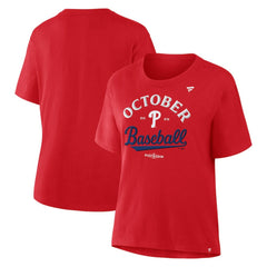 Red Philadelphia Phillies Women's Fanatics 2025 MLB Postseason Locker Room T-Shirt
