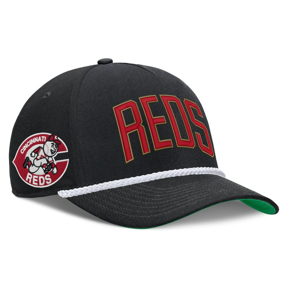 Black Cincinnati Reds Nike Cooperstown Collection Rise Adjustable Hat