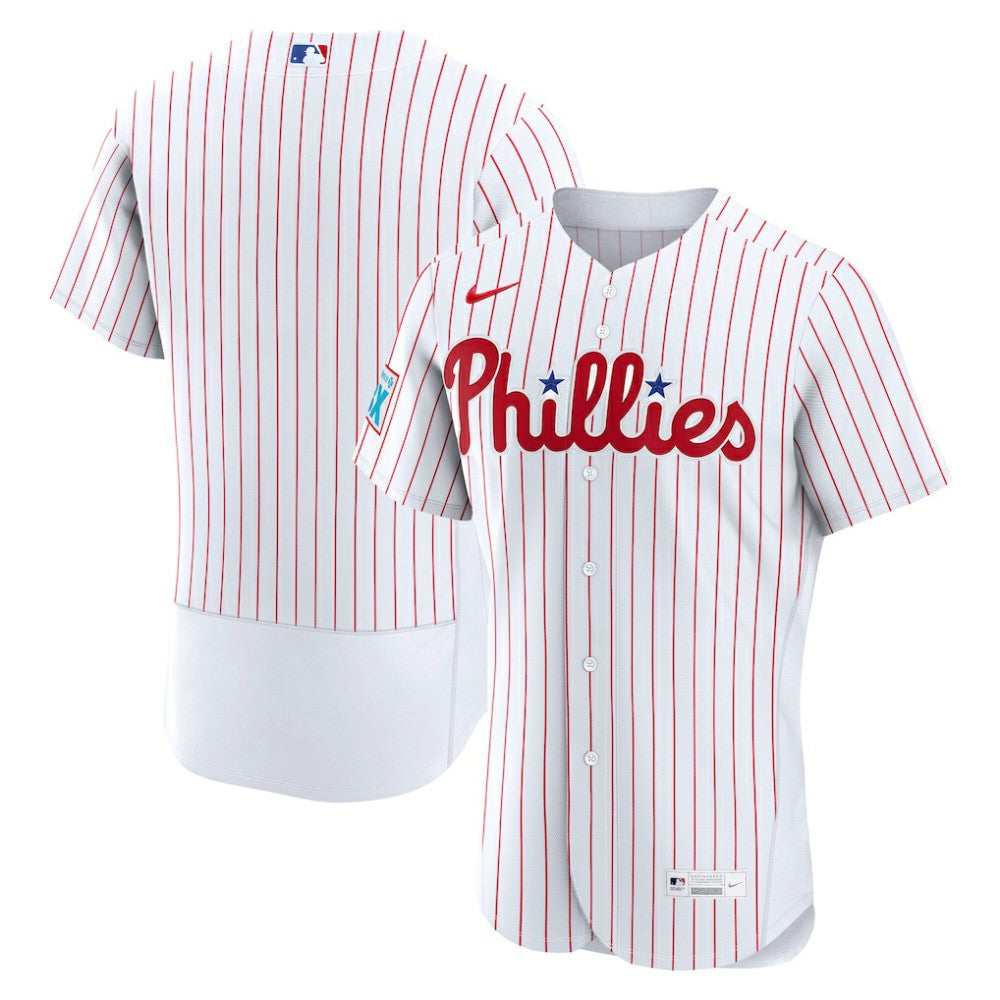White Philadelphia Phillies Nike Home Sponsor Patch Authentic Jersey