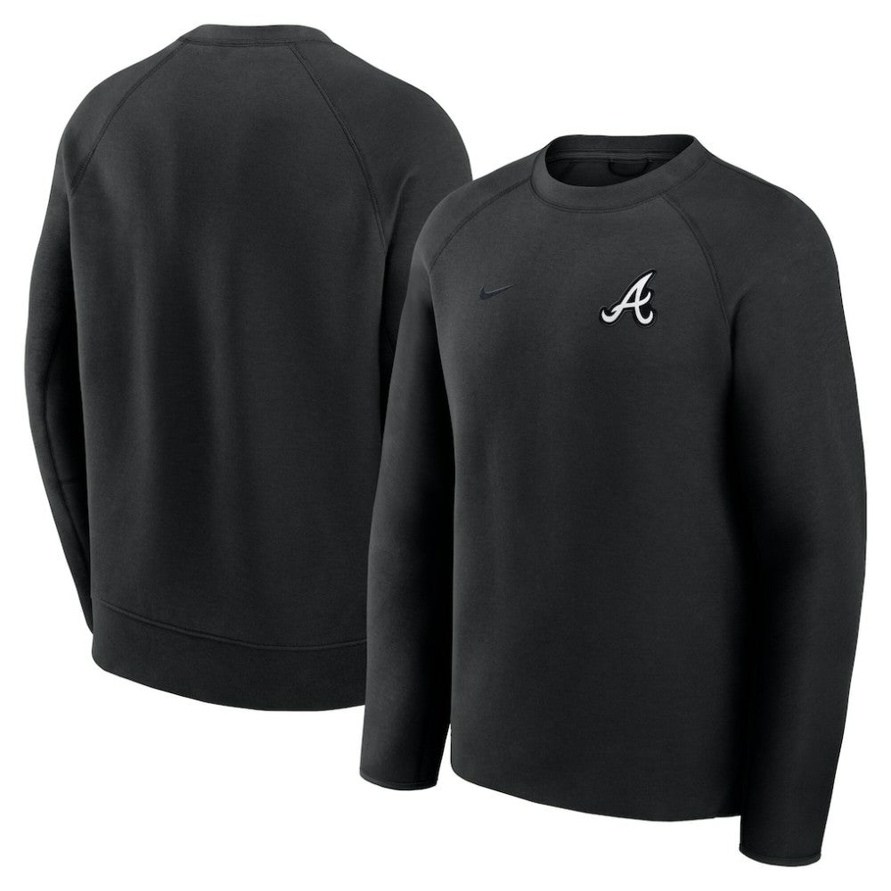 Black Atlanta Braves Nike Tech Fleece Raglan Sweatshirt