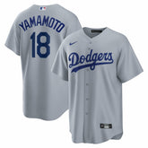 Gray Yoshinobu Yamamoto Los Angeles Dodgers Nike Road Replica Jersey