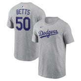 Heather Gray Mookie Betts Los Angeles Dodgers Nike Name & Number T-Shirt
