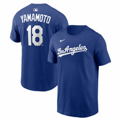 Royal Yoshinobu Yamamoto Los Angeles Dodgers Nike Alternate Name & Number T-Shirt