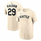 Natural Cal Raleigh Seattle Mariners Nike Name & Number T-Shirt
