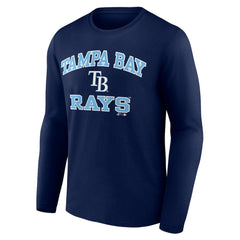 Navy Tampa Bay Rays Logo Athletic Heart & Soul Long Sleeve T-Shirt