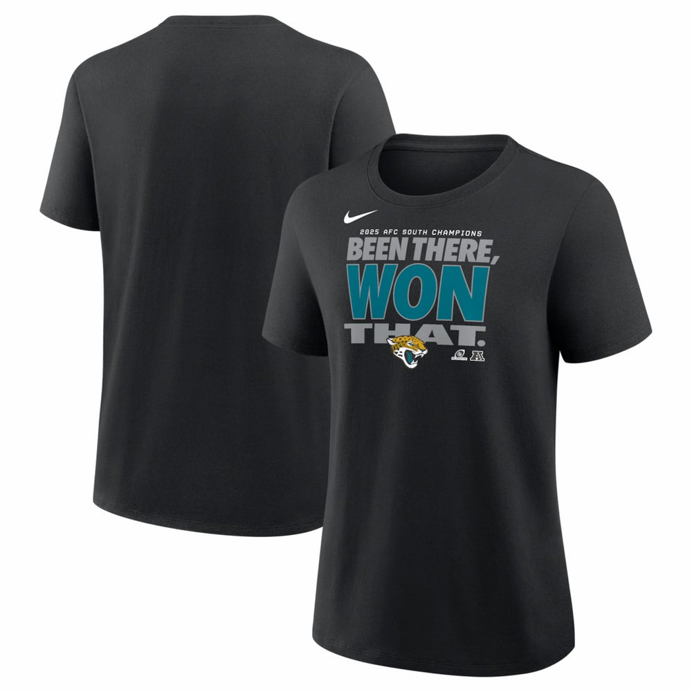 Women's 2025 AFC South Division Champions Locker Room Trophy Collection T-Shirt - Jacksonville Jaguars T-shirts