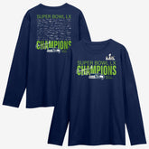 Super Bowl LX Champions Autograph Signing Long Sleeve Roster T-Shirt - Seattle Seahawks T-shirts