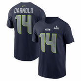 Sam Darnold Super Bowl LX Patch Name & Number T-Shirt - Seattle Seahawks T-shirts