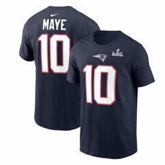 Drake Maye Super Bowl LX Patch Name & Number T-Shirt - New England Patriots T-shirts